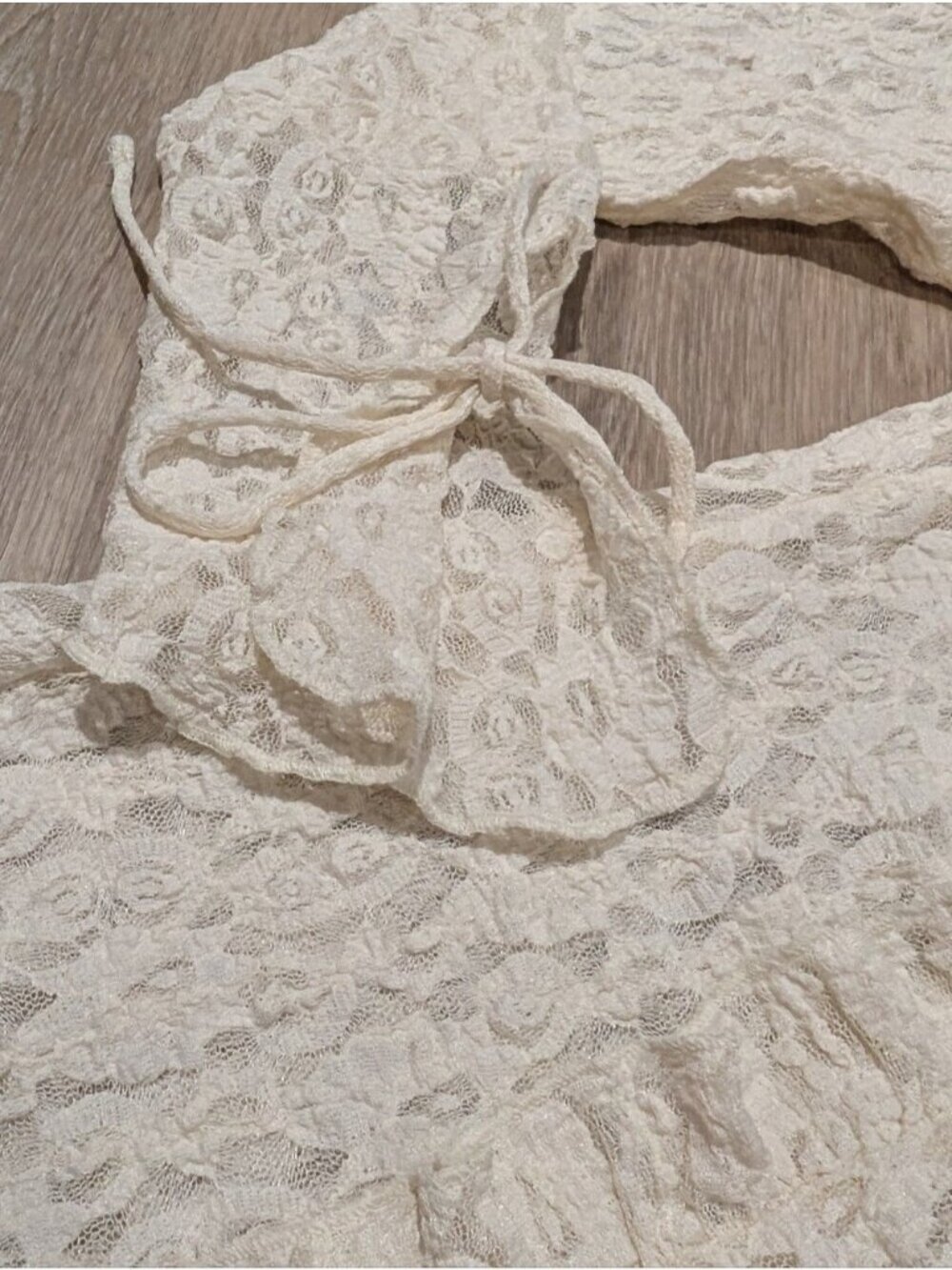 Cream CottageCore Lace Zara cream Bell Sleeve  top - Picture 4 of 9